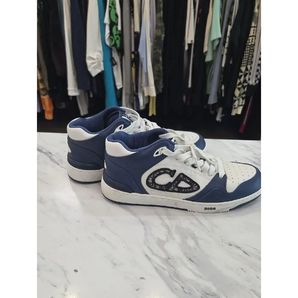 Dior Navy Blue & White High-Top Sneakers